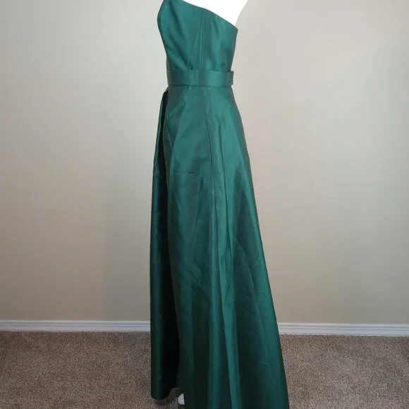 Alfred Sung Strapless Dress Women's Size 6 Hunter Green Sweetheart Belted  D755S